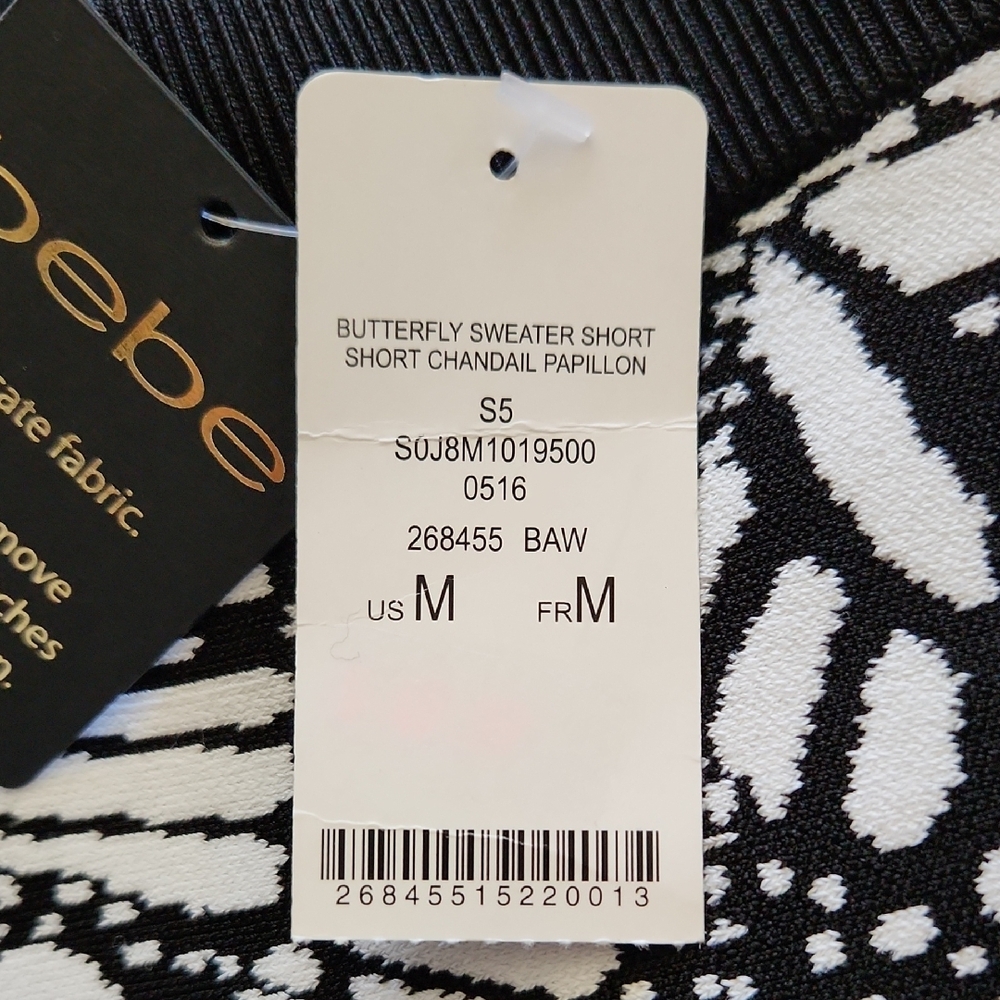 Bebe High Waist Black and White Butterfly Short Shorts with Graffiti Print Sz M - Picture 15 of 15